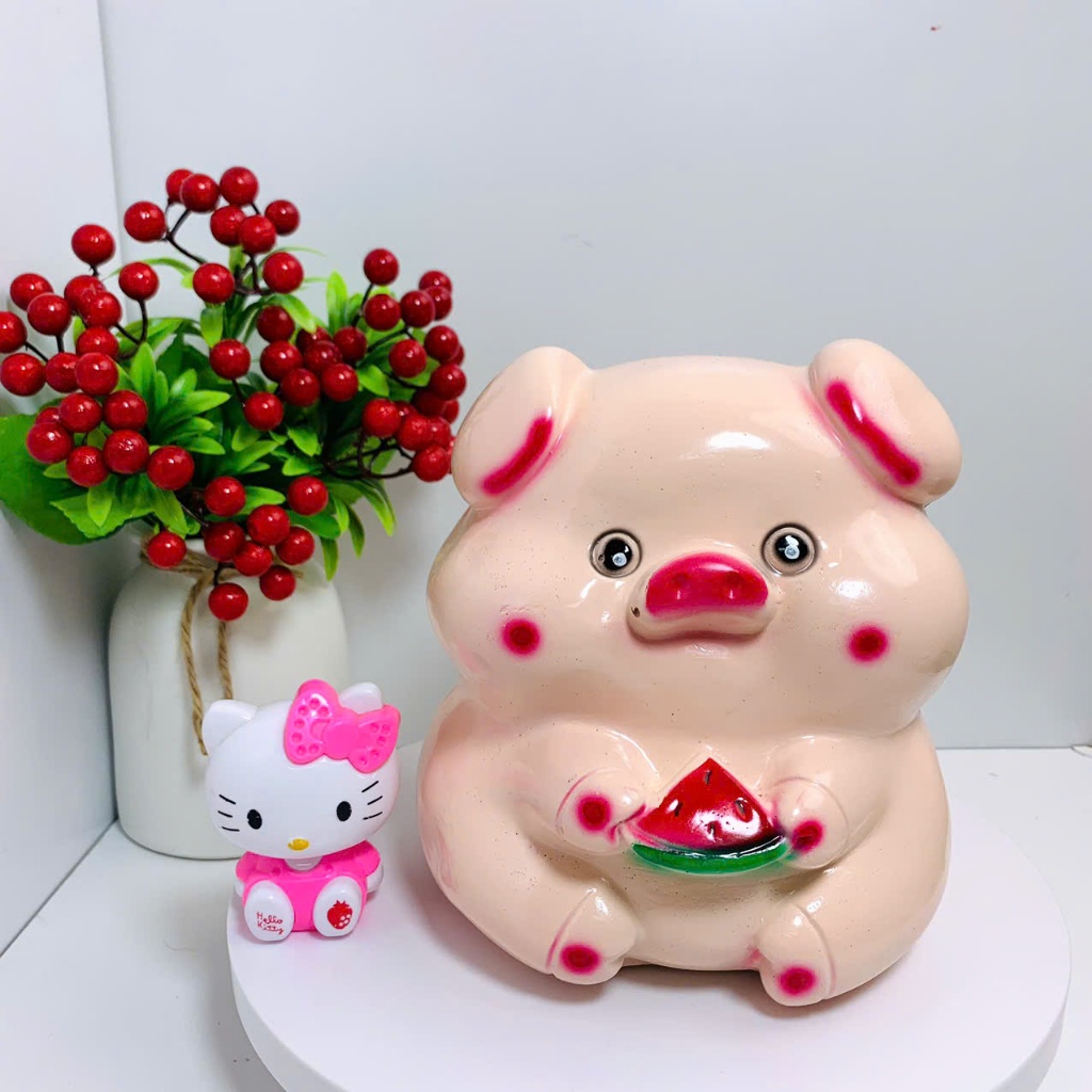 Heo đất tiết kiệm Heo DƯA HẤU siêu dễ thương size nhỏ-ống tiết kiệm trang trí LĐ1