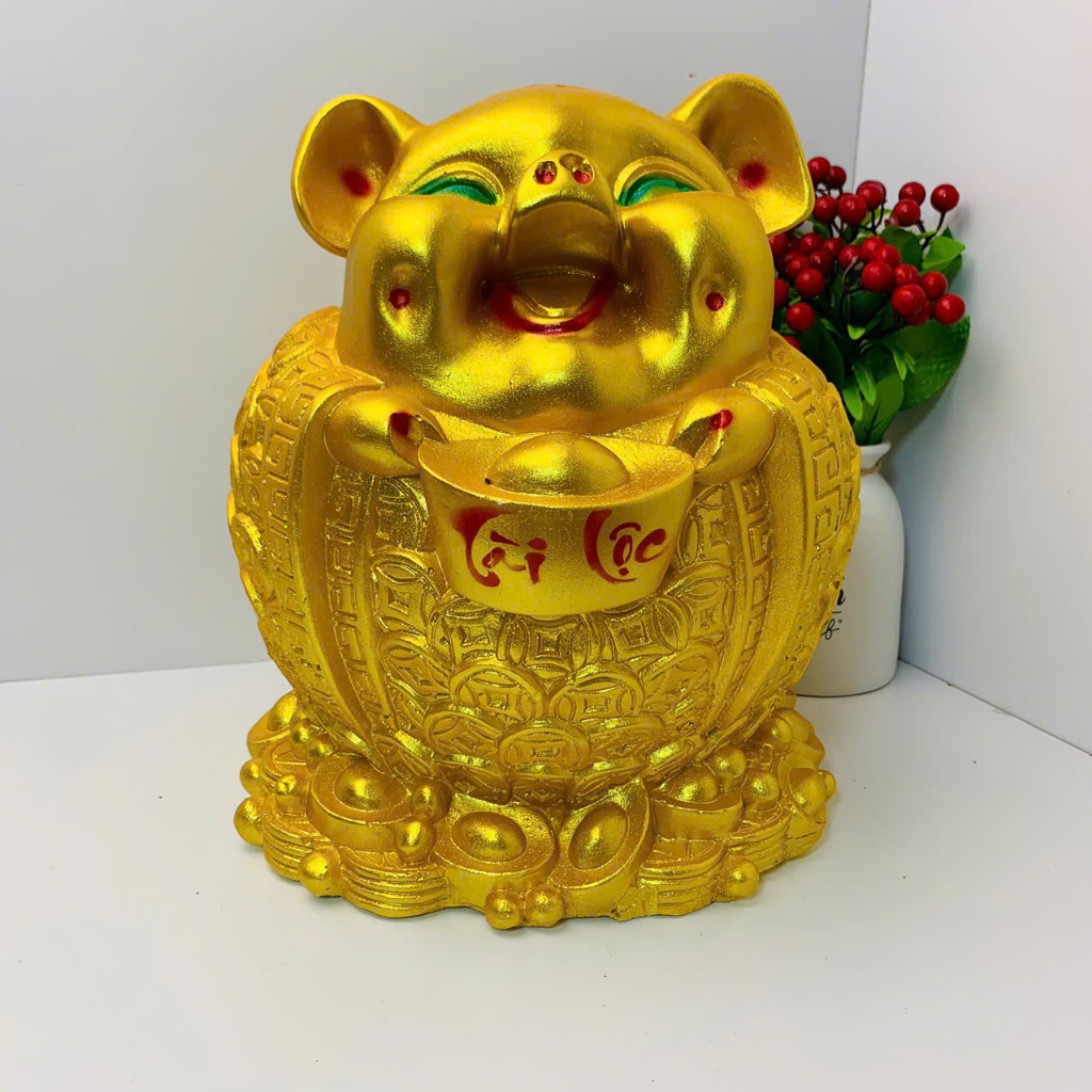 Heo đất lợn đất tiết kiệm mẫu Ông Địa Tài Lộc size Đại(c30xr24)ống tiết kiệm phong thủy may mắn LĐ6