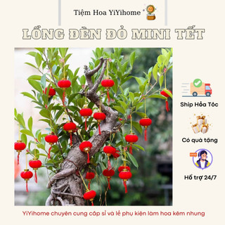 Đèn Lồng Mini Nhung Đỏ Trang Trí Tết, Lồng Đèn Treo Cây Đào, Cây Quất YiYihome