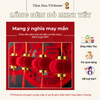 Đèn Lồng Mini Nhung Đỏ Trang Trí Tết, Lồng Đèn Treo Cây Đào, Cây Quất YiYihome