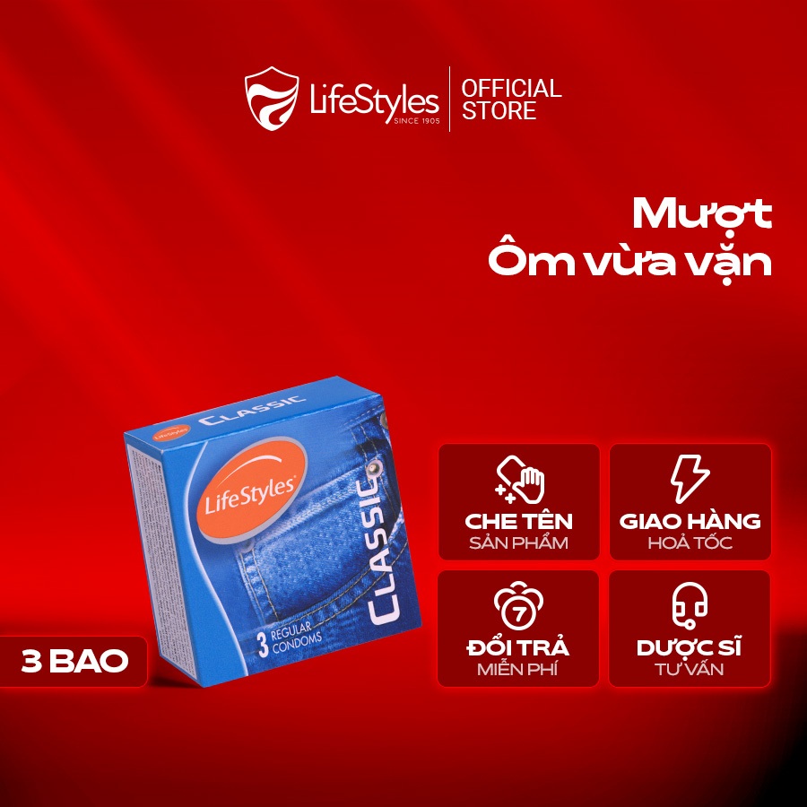Ảnh Bao cao su LifeStyles Classic mỏng trơn truyền thống, ôm sát nhiều gel Hộp 12 bcs 2