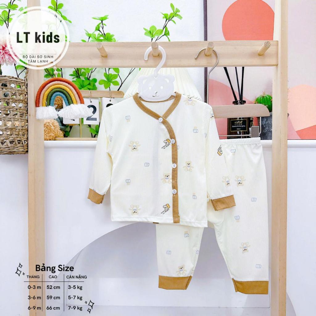 Combo 5 Bộ quần áo dài tay tăm lạnh cho bé sơ sinh từ 3-9 kg mặc mùa Thu Đông  LT in hoạ tiết Đậu Đậu Store TAML001