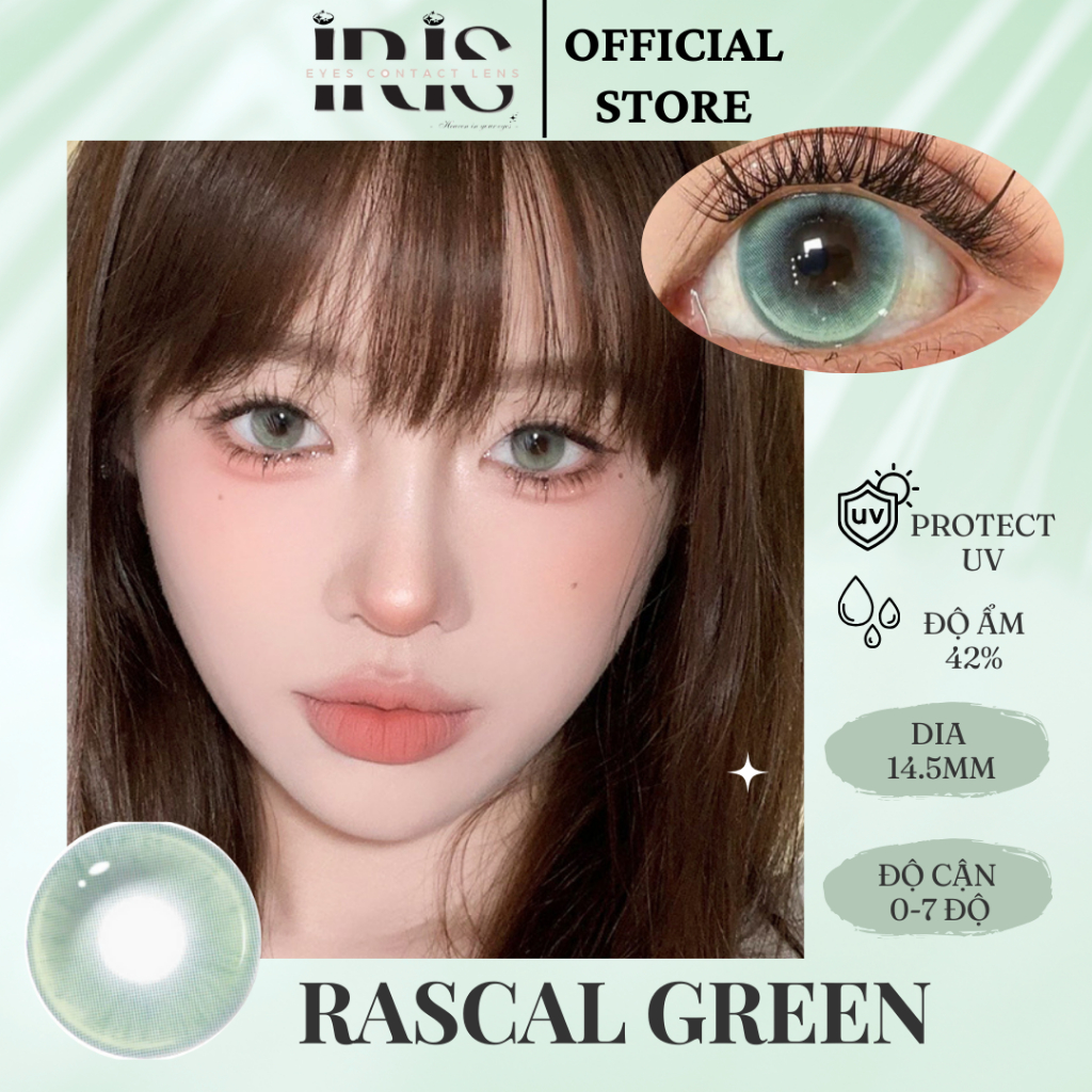 Kính áp tròng cao cấp IRIS Rascal Green Lens | Có độ cận từ 0 - 7 độ ...