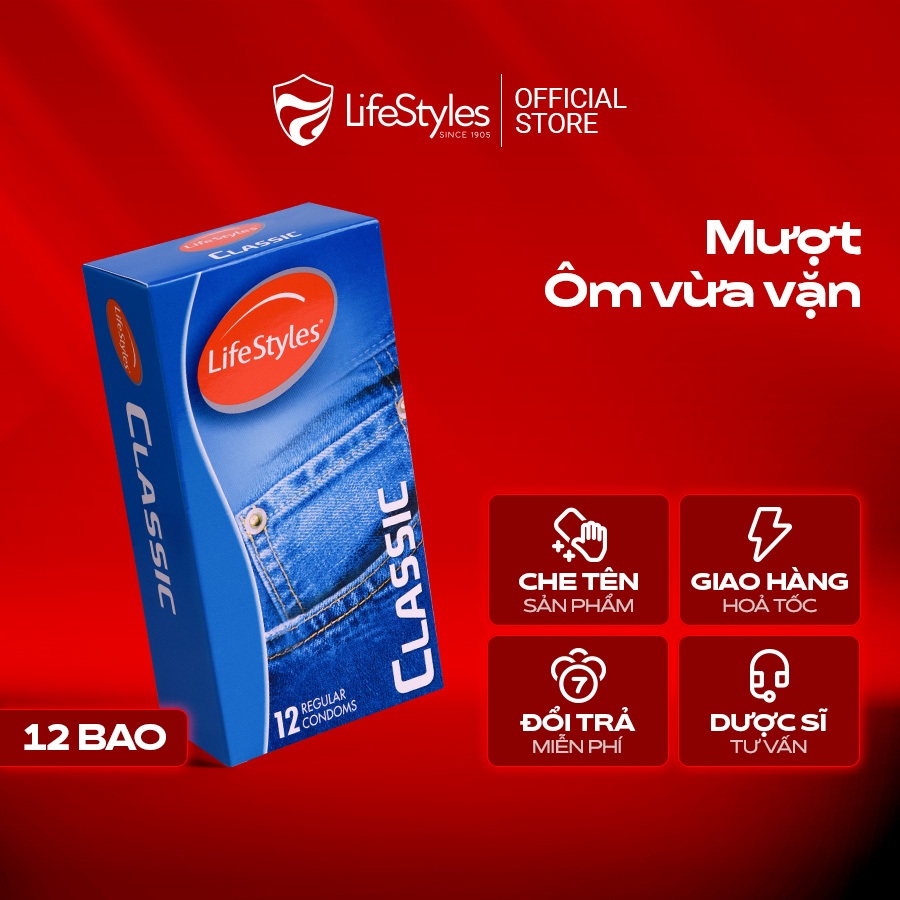 Ảnh Bao cao su mỏng trơn truyền thống, ôm sát nhiều gel LifeStyles Classic hộp 12 bcs /3 bcs 1
