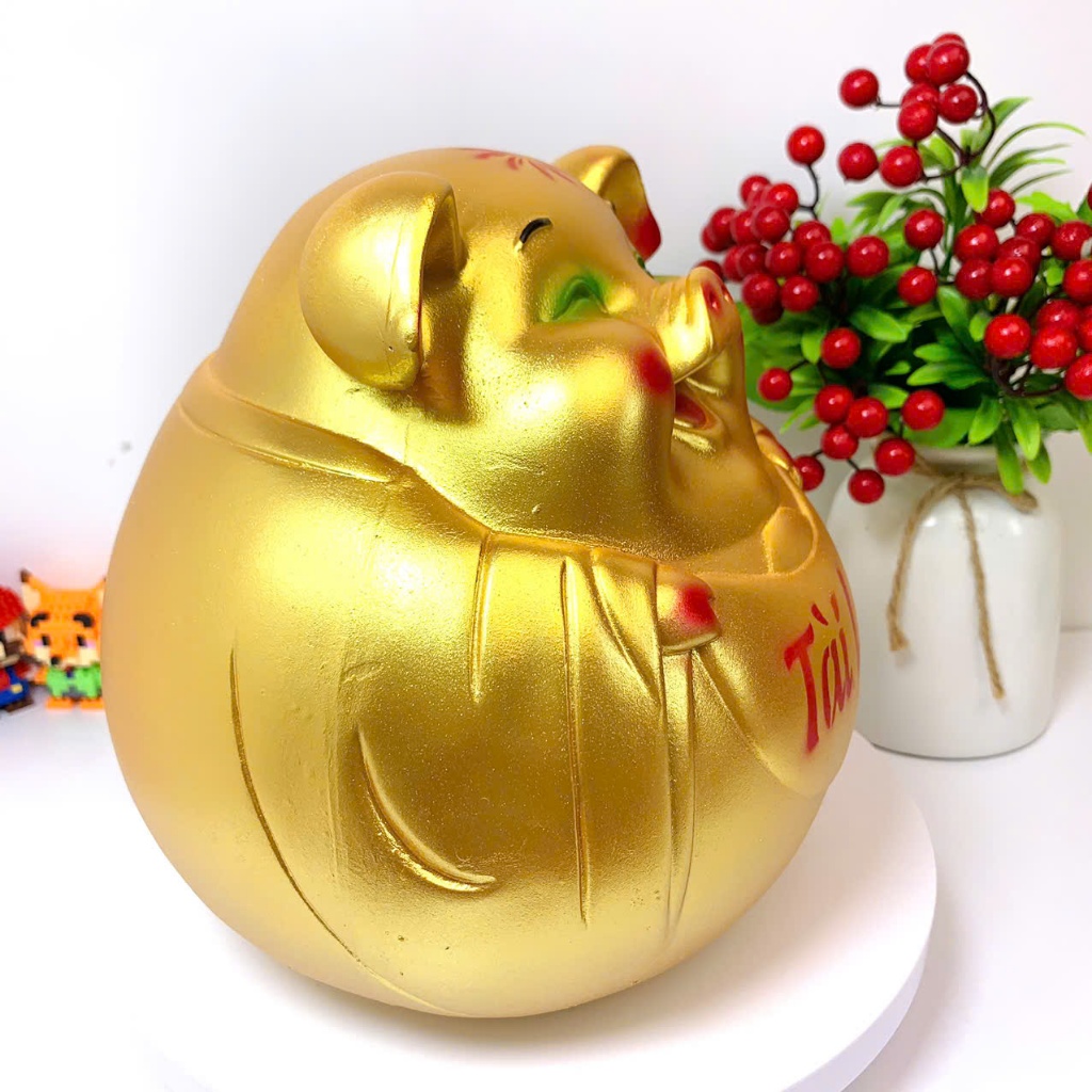 Heo đất tiết kiệm Bụng Bự Tài Lộc phong thủy size to- ống tiết kiệm lợn đất tiết kiệm trang trí