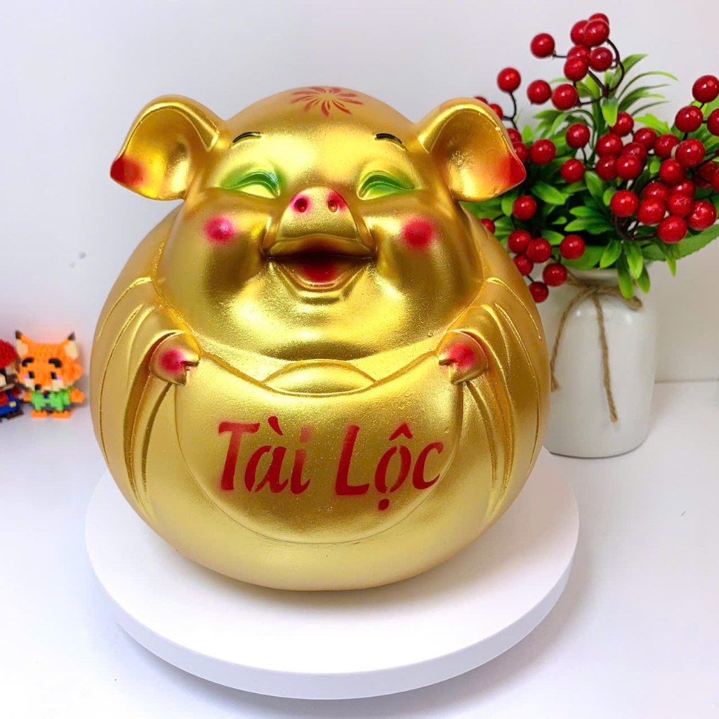Heo đất tiết kiệm Bụng Bự Tài Lộc phong thủy size to- ống tiết kiệm lợn đất tiết kiệm trang trí