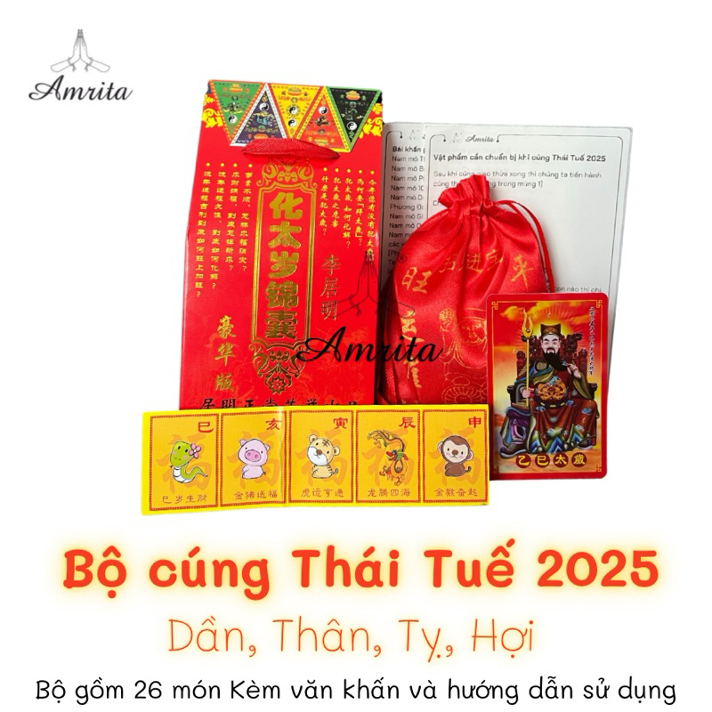 Bộ cúng thái tuế năm 2025 các tuổi Dần Thân Tỵ Hợi