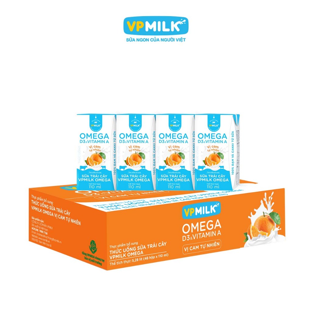 Ảnh Sữa trái cây VPMILK Omega vị CAM tự nhiên hộp 110ml (4 hộp x 6) 2