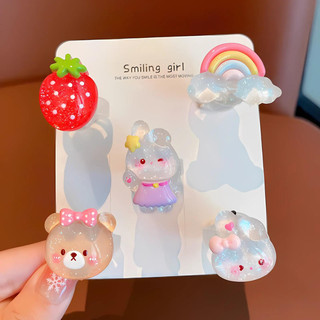 Set 5 Nhẫn Cute Phát Sáng Dành Cho Bé Với Họa Tiết Kuromi, Thỏ Hồng, Công Chúa, Dâu Tây Elsa Cún Vàng Đáng Yêu