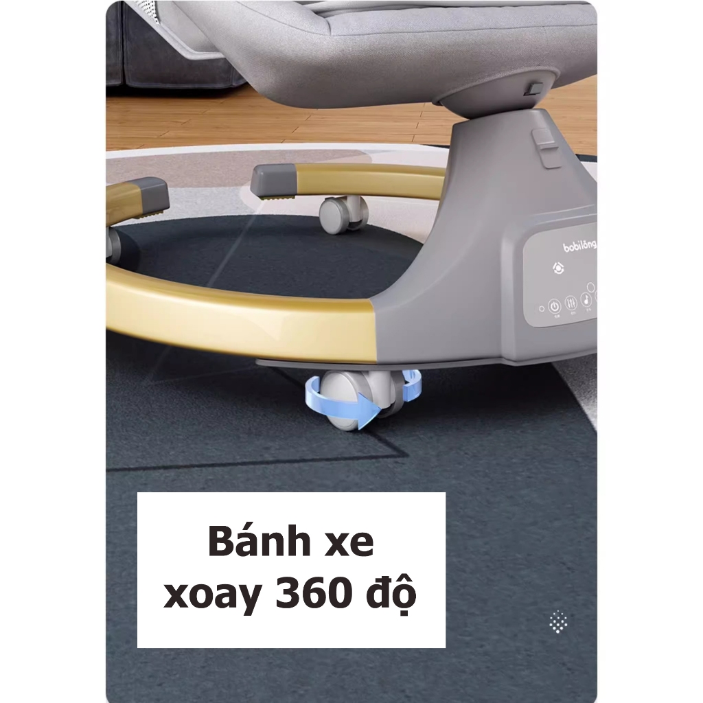 [CÓ BÁNH XE] Nôi em bé bằng điện tự động BobiLong 4in1 với lòng nôi RỘNG, ngả lưng và nằm 180 độ tải trọng 18KG | BigBuy360 - bigbuy360.vn