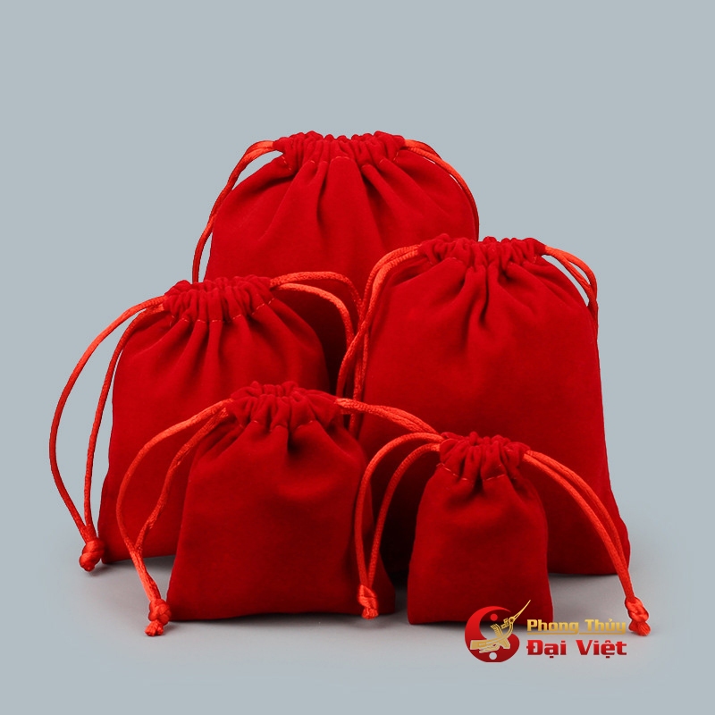 Túi nhung đỏ dây rút | Shopee Việt Nam