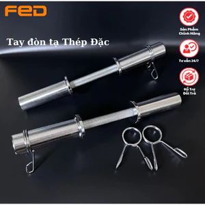 Tay Đòn Tạ Đơn Phi 50mm*50cm, Đòn Tạ Tay Thép Đặc Mạ Inox + 2 Khóa Kẹp ( 1 tay)