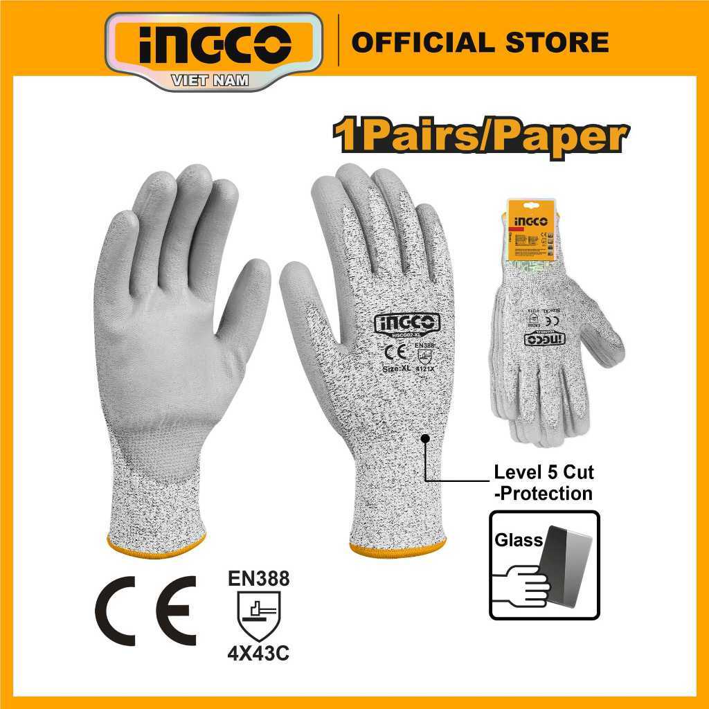 Ảnh Găng tay chống cắt cấp độ 5 INGCO HGCG01-XL | HGCG02-XL, găng tay Latex HGVL06 cao su tổng hợp và sợi cotton polyester 2