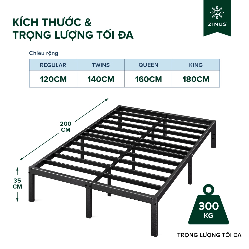 Ảnh Giường Sắt Với Thanh Đỡ Bằng Thép -  Elias 14in metal platform bed frame 2
