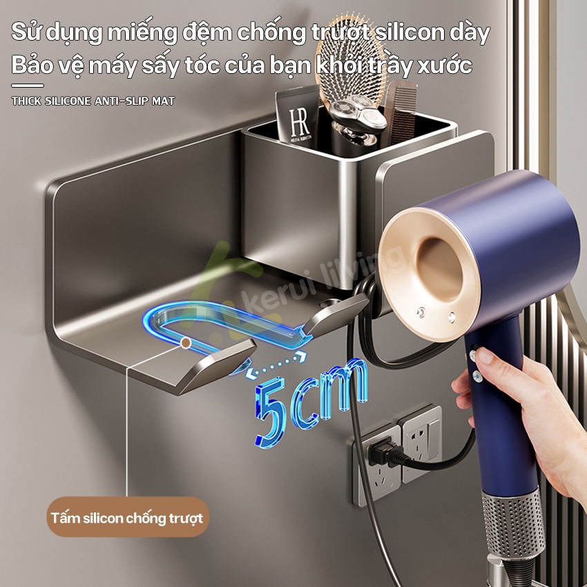 Kệ đỡ máy sấy tóc LUMERA, kệ treo máy sấy để nhà tắm dán tường đa năng, tiện lợi