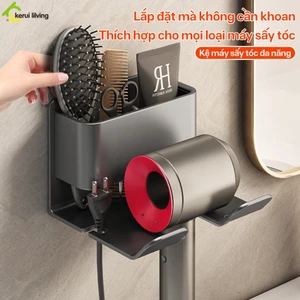 Kệ treo máy sấy tóc dán tường lắp đặt không cần khoan LUMERA, kệ để máy sấy nhà tắm tiện lợi