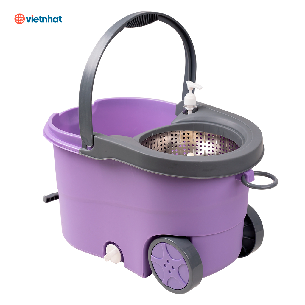 Combo Chổi Lau Nhà + Xô Kéo Có Cơ Chế Vắt Ly Tâm Cao Cấp Chính Hãng Việt Nhật ( mã 9556)