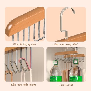 Móc gỗ treo đồ Proki đa năng, móc treo đồ lót áo ngực thắt lưng áo 2 dây bra