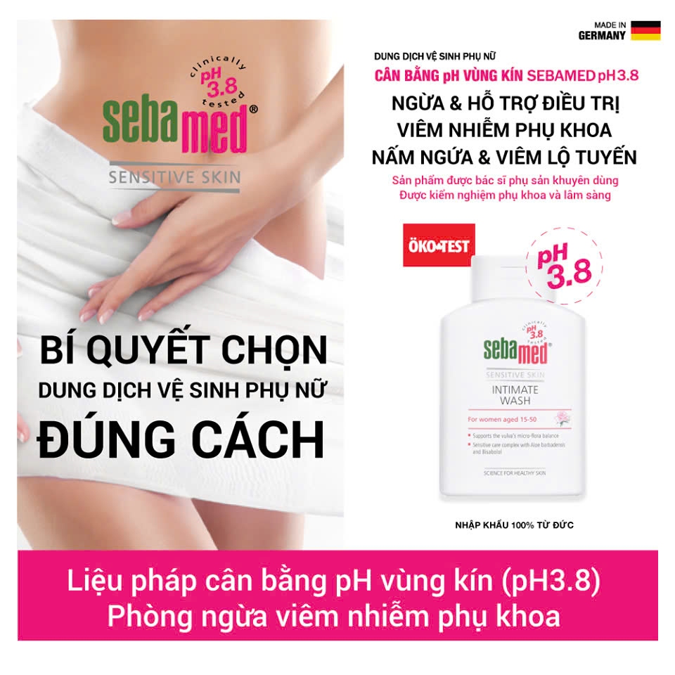 Ảnh Dung dịch vệ sinh phụ nữ chuẩn cân bằng pH vùng kín Sebamed pH3.8 (200ml) 4