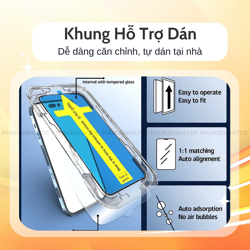 Kính Cường Lực King Kong Full Màn Hình Có Khung Hỗ Trợ Dán Dành cho IP X/Xs/XR/XS Max/11/12/13/14/15/16/Pro/Plus/Pro Max