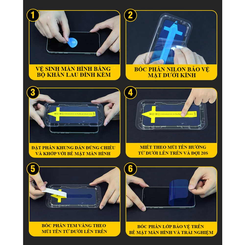 Kính Cường Lực King Kong Full Màn Hình Có Khung Hỗ Trợ Dán Dành cho IP X/Xs/XR/XS Max/11/12/13/14/15/16/Pro/Plus/Pro Max