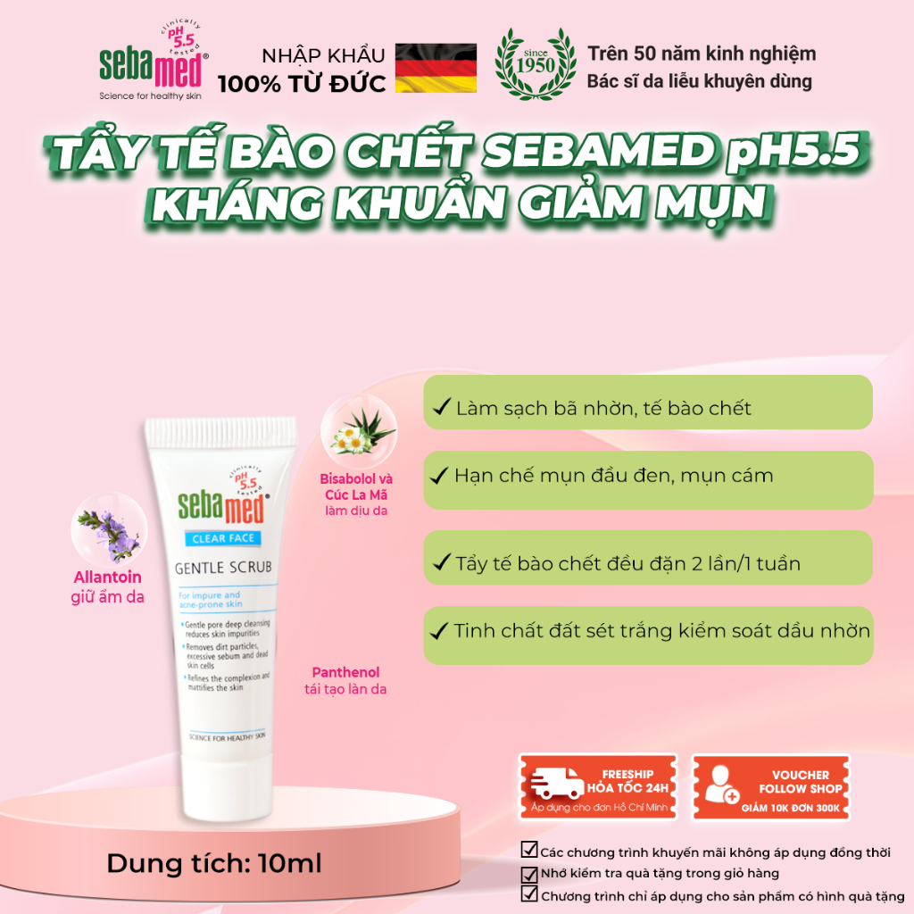 Ảnh Tẩy tế bào chết Sebamed Clear Face Gentle Scrub pH5.5 (10ml) 1