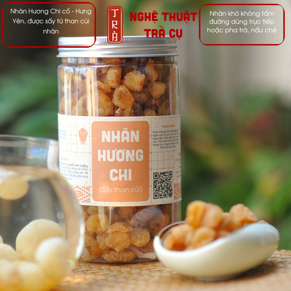 Nhãn khô Giống cổ Hương Chi, Hưng Yên [Thư Vương Trà] không tẩm đường sấy củi nhãn đóng hủ 500gr