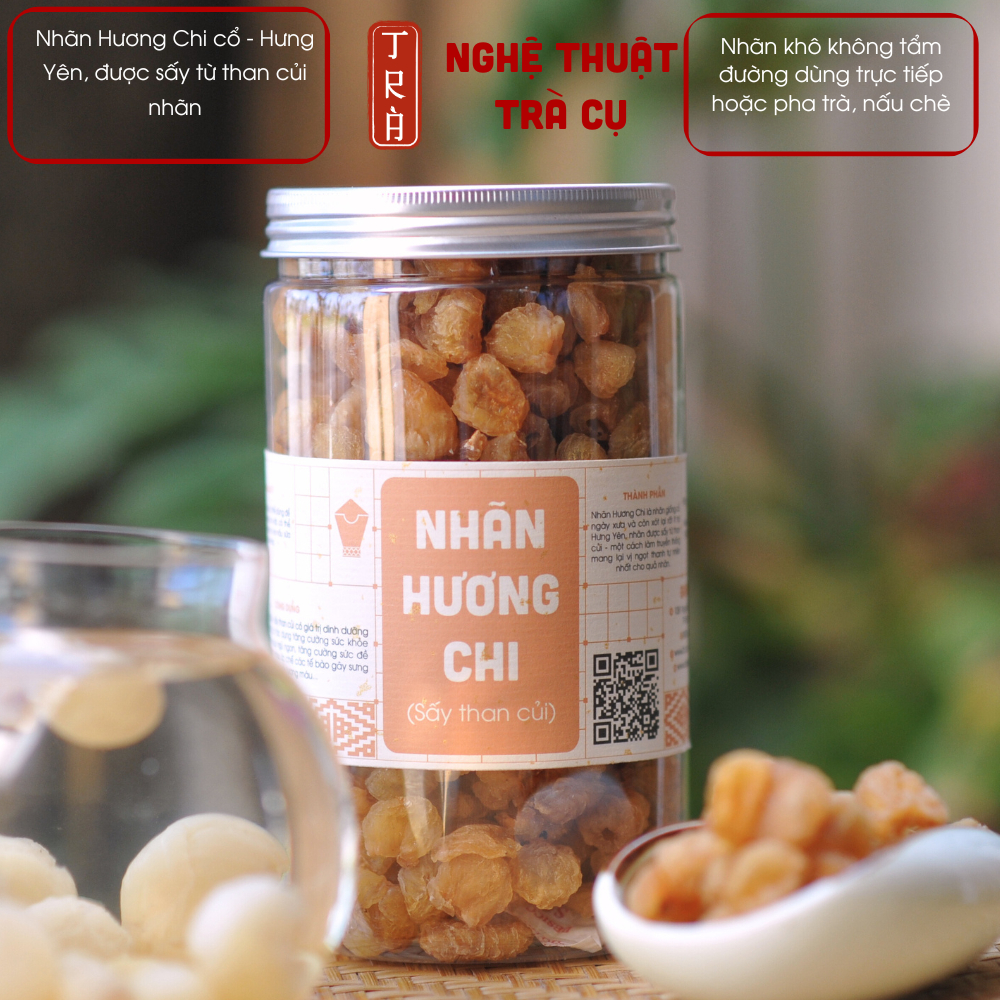 Nhãn khô Giống cổ Hương Chi, Hưng Yên [Thư Vương Trà] không tẩm đường sấy củi nhãn đóng hủ 500gr