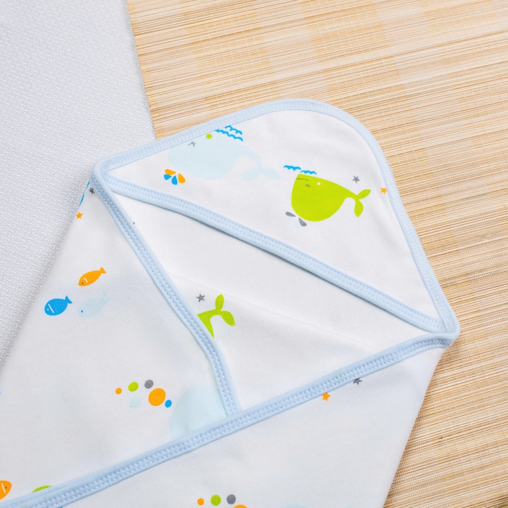 Ảnh Ủ Choàng Có Mũ BONNY Cotton Mềm Êm Mịn Cho Bé Sơ Sinh (Kt: 70x70Cm) 4