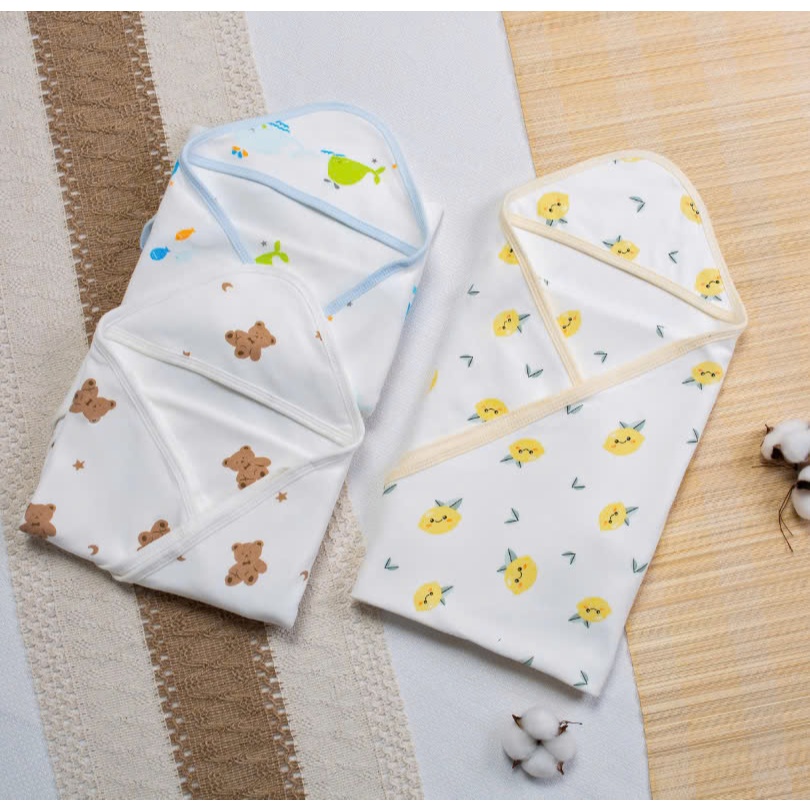 Ảnh Ủ Choàng Có Mũ BONNY Cotton Mềm Êm Mịn Cho Bé Sơ Sinh (Kt: 70x70Cm) 2