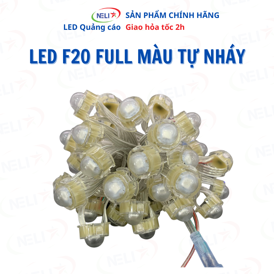 Dây led 50 bóng F20 Full màu 8206 tự chạy hiệu ứng không cần mạch điều ...