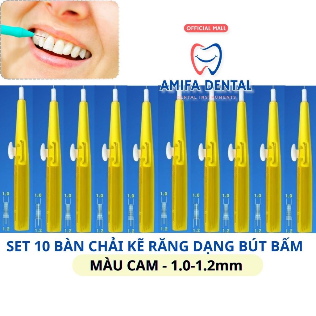 Set 10 Bàn Chải Kẽ Răng Dạng Bút, Bàn Chải Niềng Răng, Chỉnh Nha, Bàn Chải Dạng Trượt Tiện Lợi