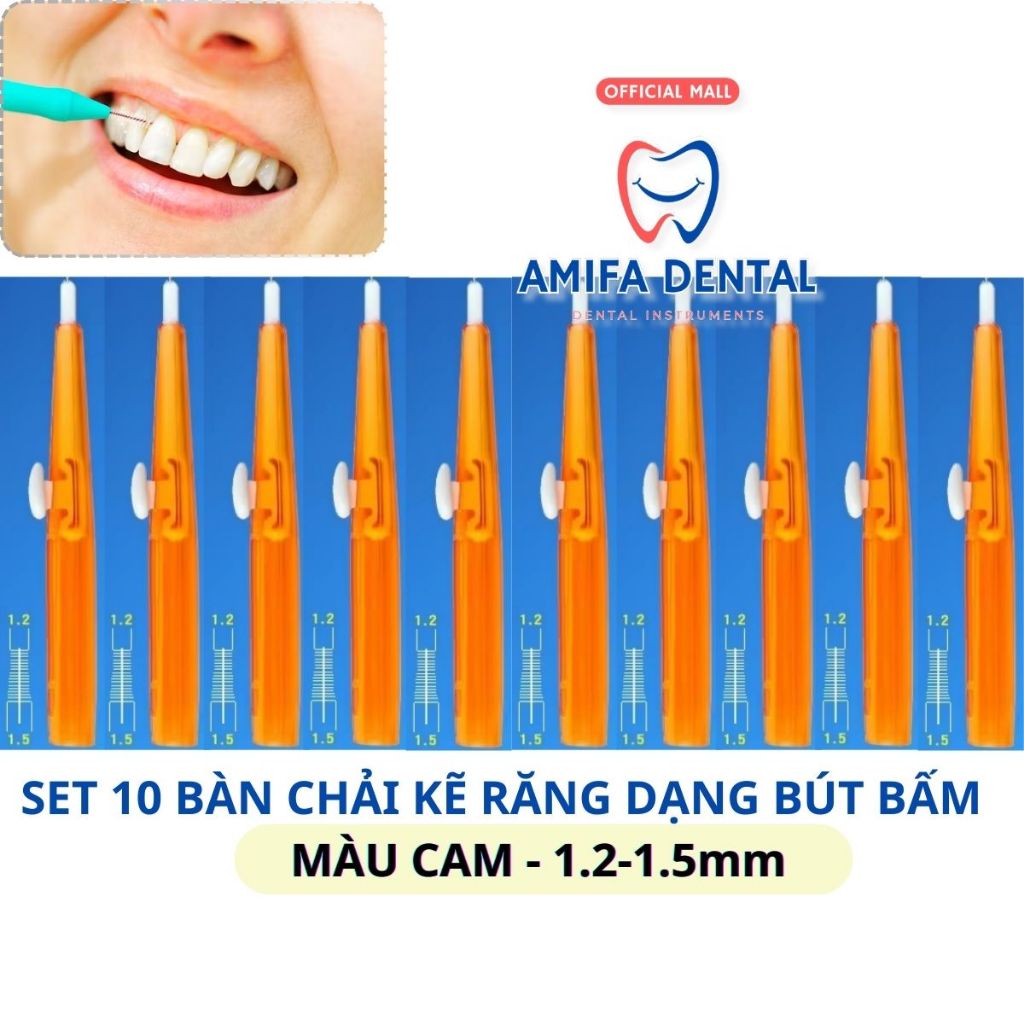 Set 10 Bàn Chải Kẽ Răng Dạng Bút, Bàn Chải Niềng Răng, Chỉnh Nha, Bàn Chải Dạng Trượt Tiện Lợi