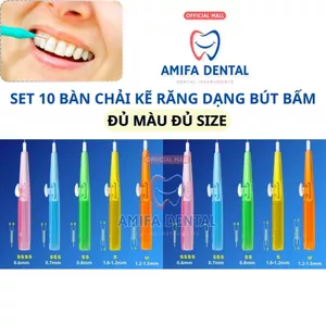 Set 10 Bàn Chải Kẽ Răng Dạng Bút, Bàn Chải Niềng Răng, Chỉnh Nha, Bàn Chải Dạng Trượt Tiện Lợi