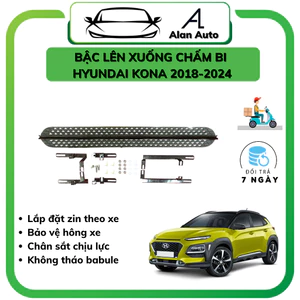 Bậc lên xuống xe Hyundai Kona 2018-2024, Mẫu chấm bi tam giác cao cấp, không tháo babule