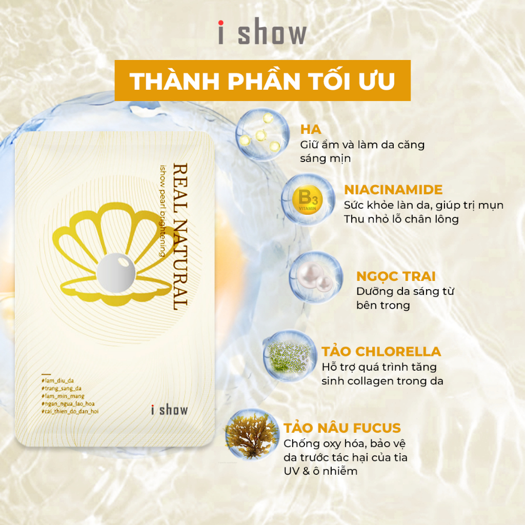 Ảnh Mặt Nạ Ngọc Trai I SHOW Dưỡng Trắng Ẩm Mịn Da Đều Màu Sáng Da Chậm Lão Hóa iShow Pearl Brightening 4