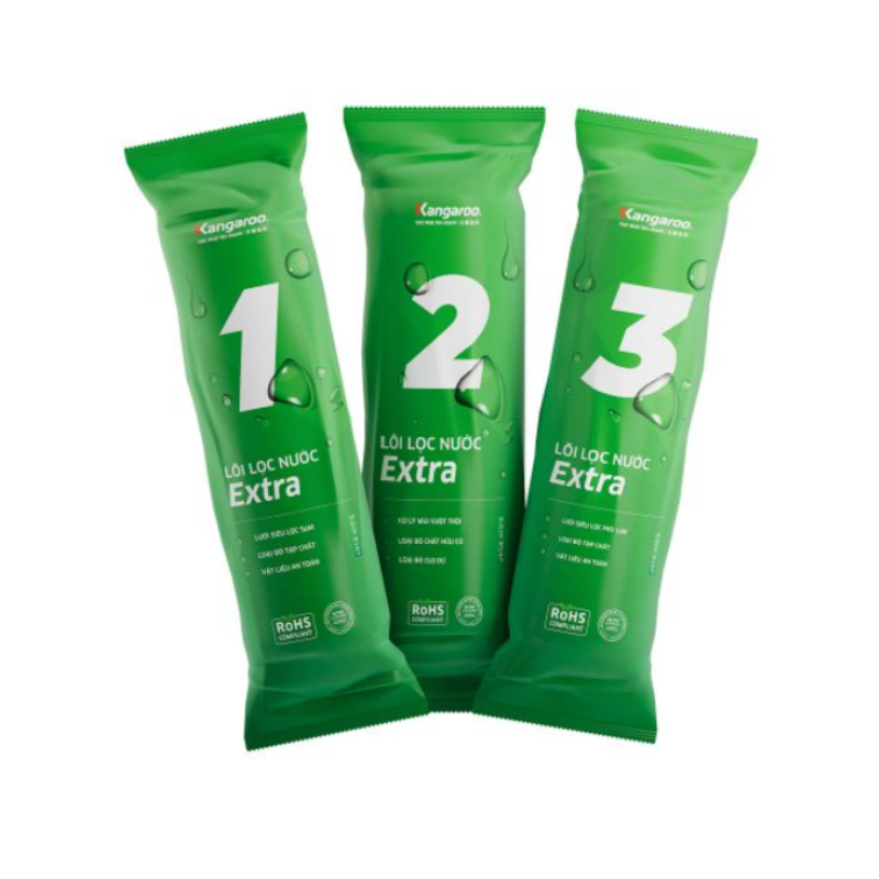 Combo 3 Lõi Lọc Thô Số 1-2-3 Kangaroo Extra (Vỏ Mới) Cho Máy Lọc RO 3 Cốc 10 inch - Chính Hãng | Shopee Việt Nam