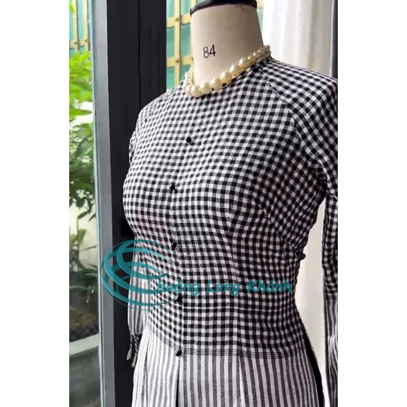 Áo bà ba khăn rằn sọc trắng đen, bìa trắng (tặng quay nón lá) | Shopee ...