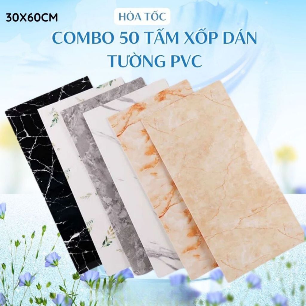 (HCM) Combo 50 Tấm Xốp PVC Dán Tường Vân Đá Cực Sang, Hàng Loại 1, có ...