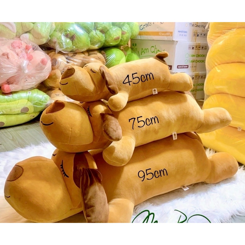 Gấu bông chó ngủ mũi tim tai dài đáng yêu - kích thước 45cm 60cm 70cm 90cm Gối ôm cho bé