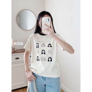 Áo thun nữ cổ tròn tay ngắn in hình 𝟗 𝐆𝐢𝐫𝐥𝐬 nhiennhienvintage NAT00013