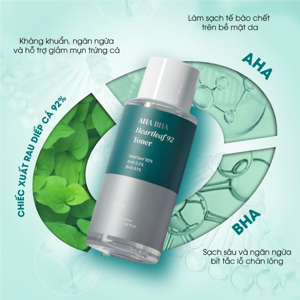 Ảnh Nước Cân Bằng Làm Sạch Da, Ngừa Mụn Chiết Xuất 92% Rau Diếp Cá 4PM AHA BHA Heartleaf 92 Toner 100ml 1