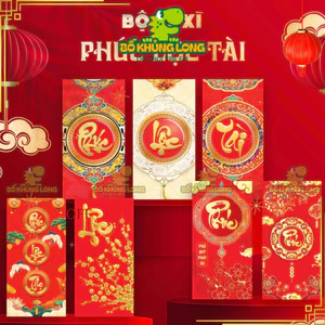 10 Bao Lì Xì Đỏ Phúc Lộc Tài BỐ KHỦNG LONG Chọn Mẫu Lì Xì Tết Truyền Thống Giấy C150 Dày Dặn Lì Xì Sang Trọng