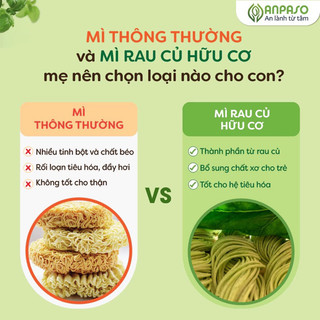 Mì , nui , somen rau củ Anpaso hữu cơ cho bé từ 6 tháng - Bí đỏ, cải bó xôi, củ dền nutritious and tasty!
