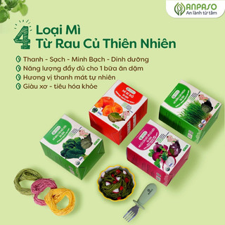 Mì , nui , somen rau củ Anpaso hữu cơ cho bé từ 6 tháng - Bí đỏ, cải bó xôi, củ dền nutritious and tasty!