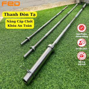 Thanh Đòn Tạ Phi 50mm, Tạ Thanh Đòn Chất Liệu Thép Mạ Inox Dài 1m5/1m8/2m2 (Hàng Nhập Khẩu)