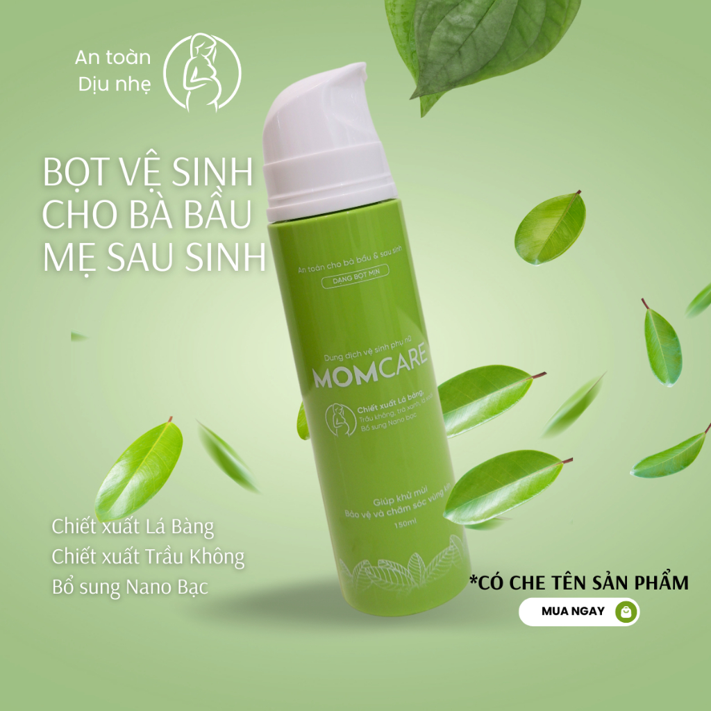 MOMCARE-Dung dịch vệ sinh cho mẹ bầu từ thiên nhiên lá bàng, lá trầu không giảm viêm, hôi, ngứa 150ml