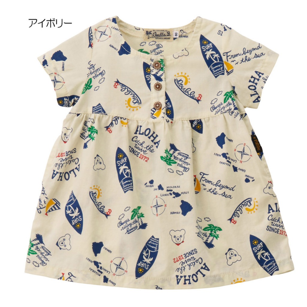 xu huownsgh thời trang Product image Đầm tay ngắn cho bé gái, 90% cotton & 5% flax & 5% ramie, DRESS, MIKIHOUSE, [62-1902-824] 