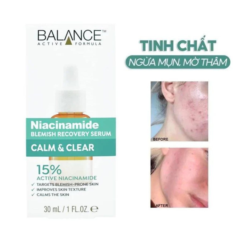 Ảnh Serum Ngừa Mụn Mờ Thâm Balance Active Formula Niacinamide 15% Blemish Recovery 30ml 4
