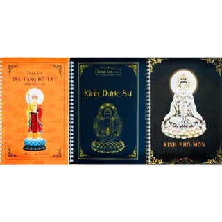 Sách - Combo Vở Chép Kinh Địa Tạng, Kinh Phổ Môn, Kinh Dược Sư ( in chữ mờ, bìa mềm) ( tặng kèm 3 bút và 15 ruột)